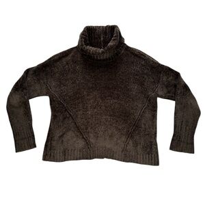 Pink Rose Y2K Brown Plush Chenille Turtleneck Sweater Soft Plush Cozy Fall M